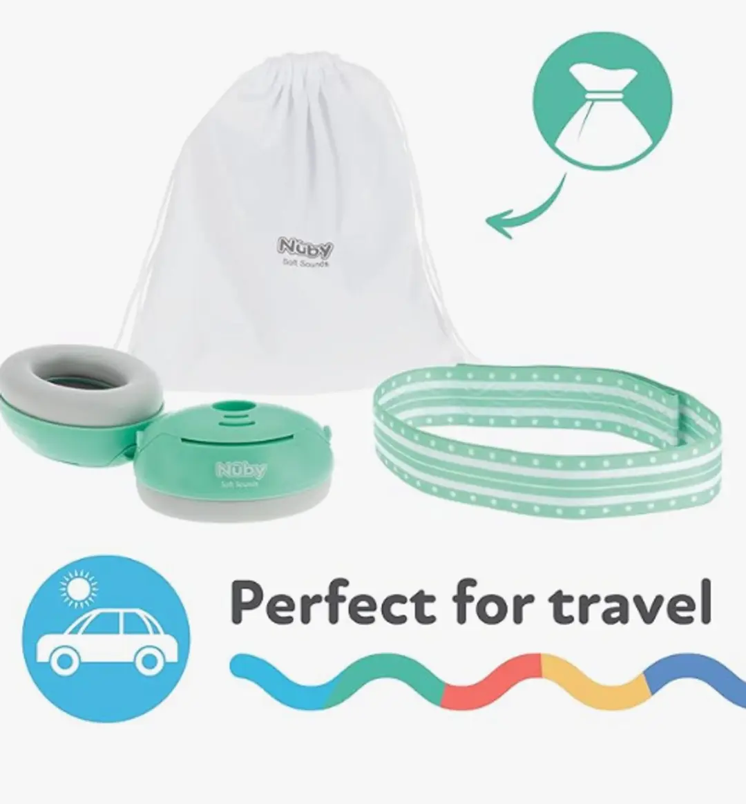 Nûby Soft Sounds Noise-Canceling Oorbeschermers Green - met Reisetui
