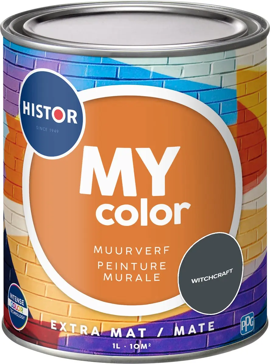 Histor MY Color Muurverf Extra Mat Zwart 1L