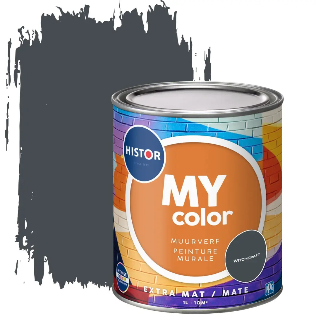 Histor MY Color Muurverf Extra Mat Zwart 1L