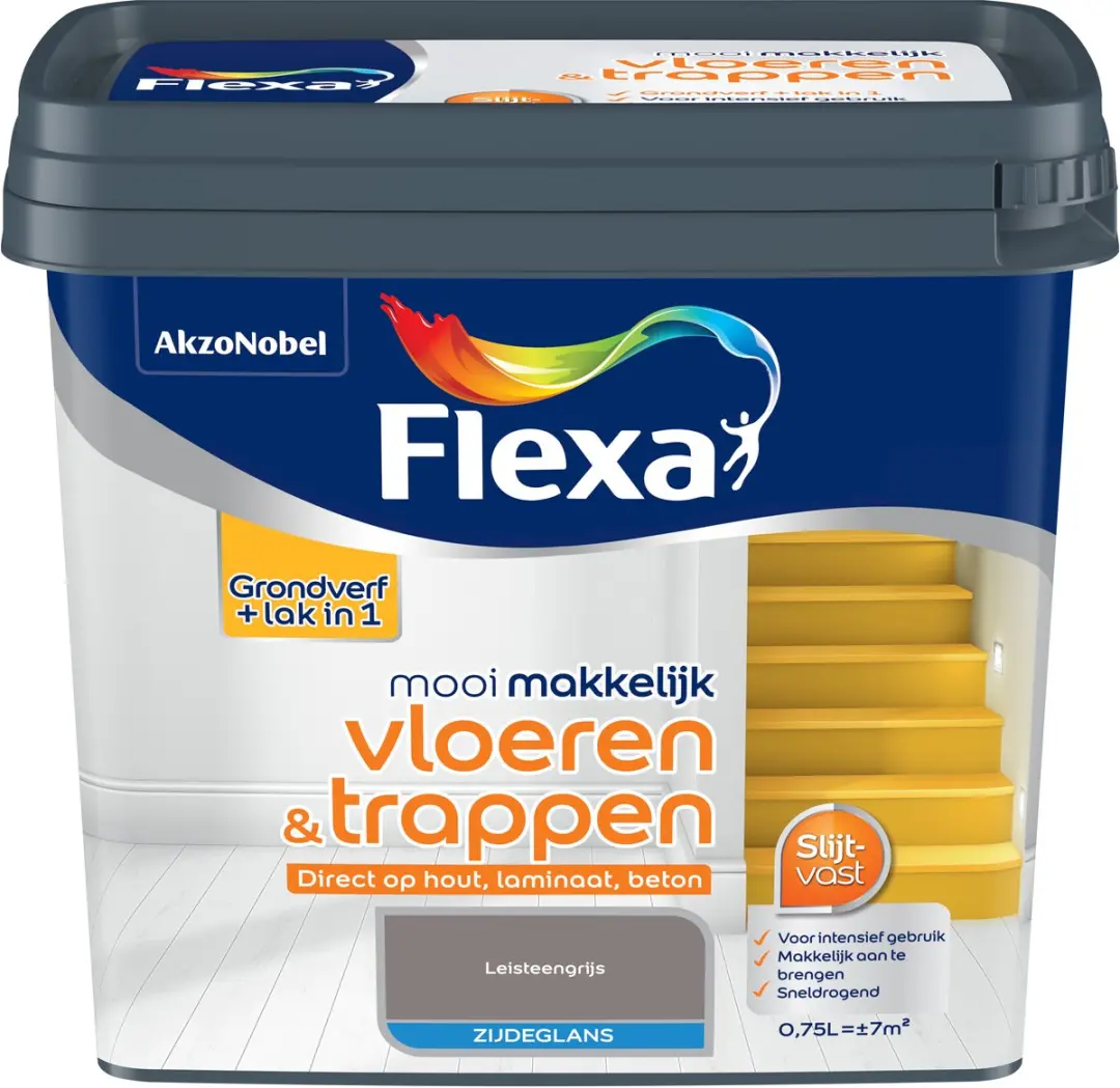 Flexa Mooi Makkelijk Vloeren & Trappen Zijdeglans Leisteengrijs 750ml