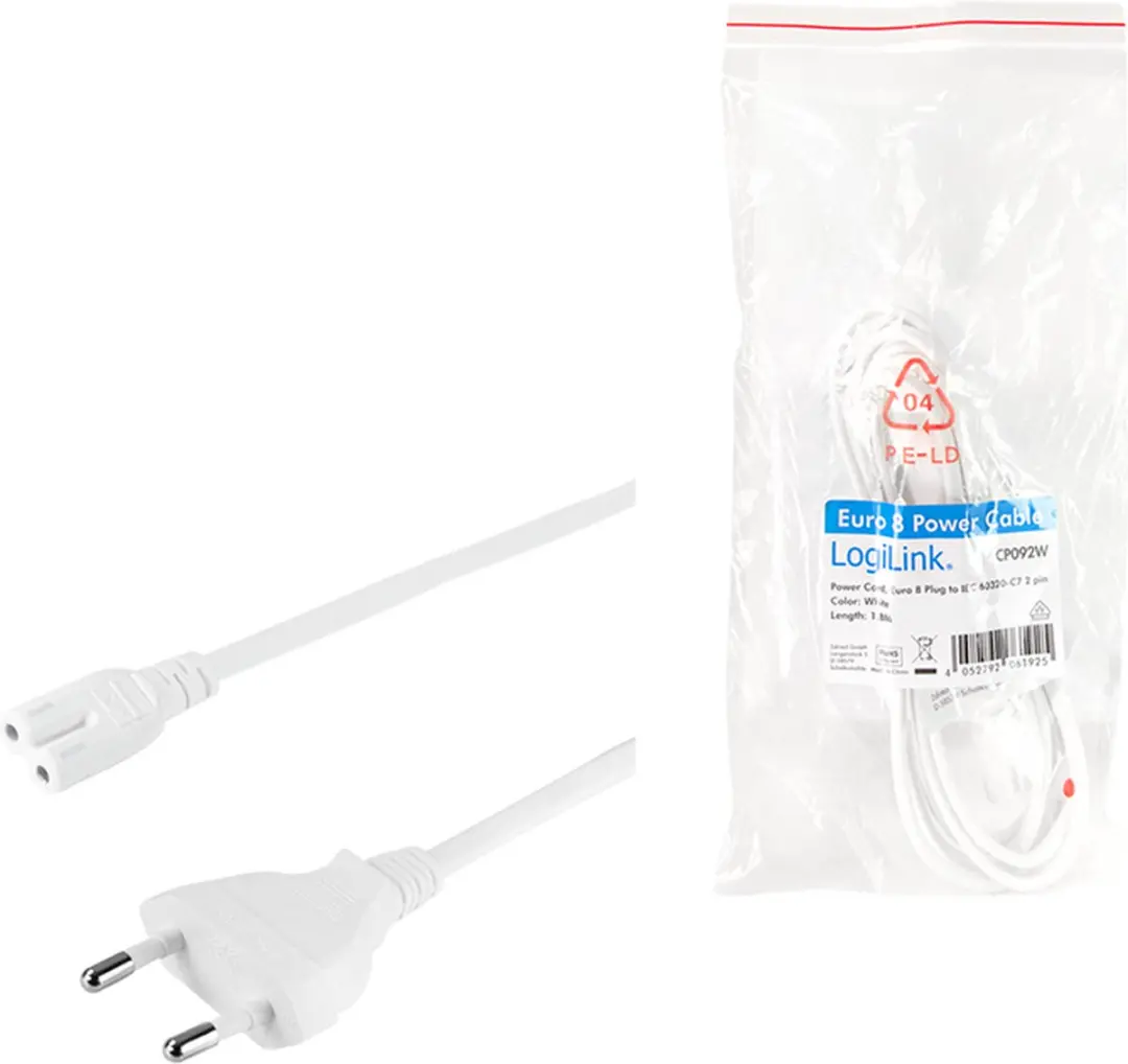 Logilink CP092W Elektriciteitssnoer 1,8m - Type C C7 - Wit