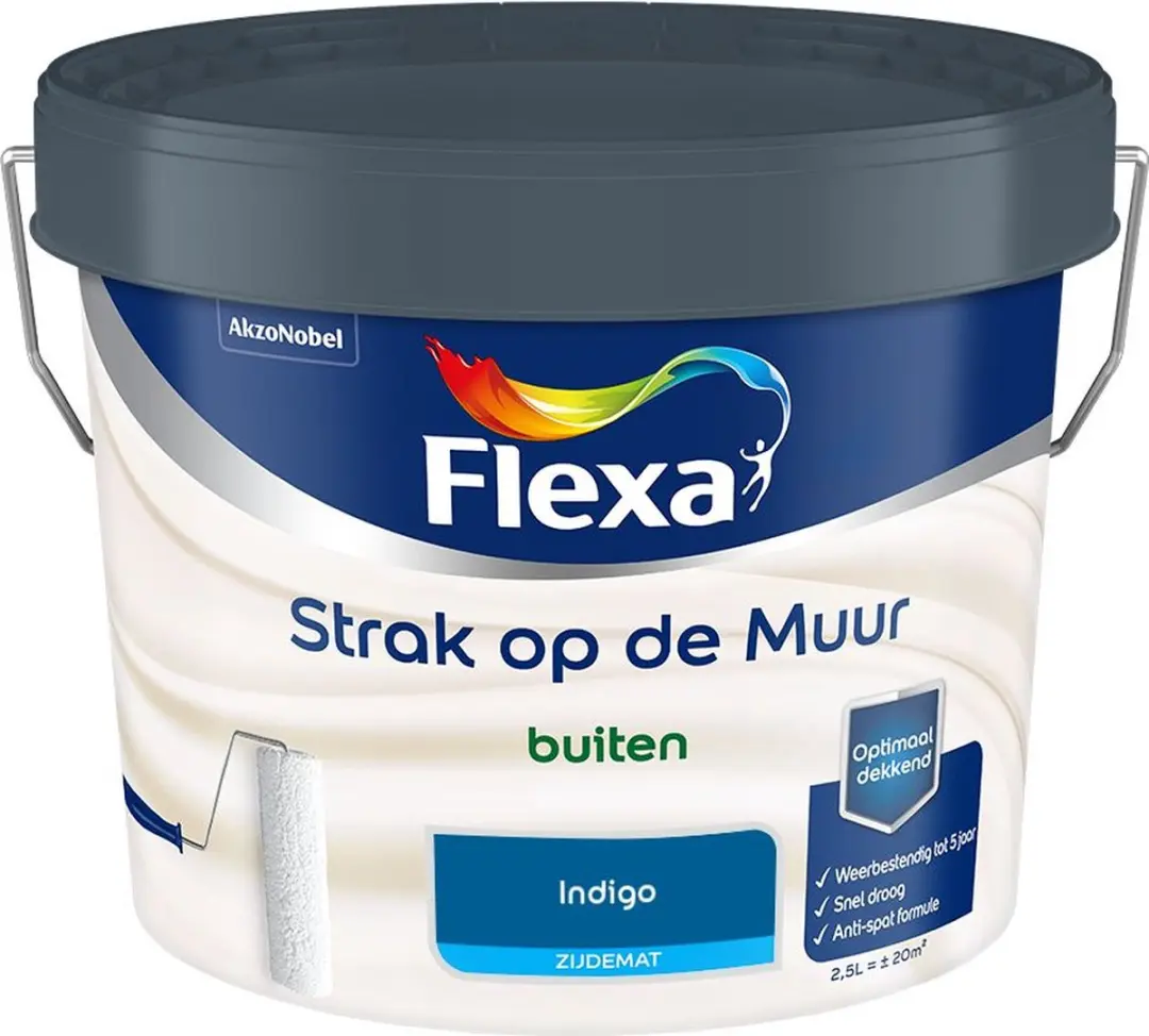 Flexa Strak Op De Muur Buiten Zijdemat Indigo Mengverf 2,5L