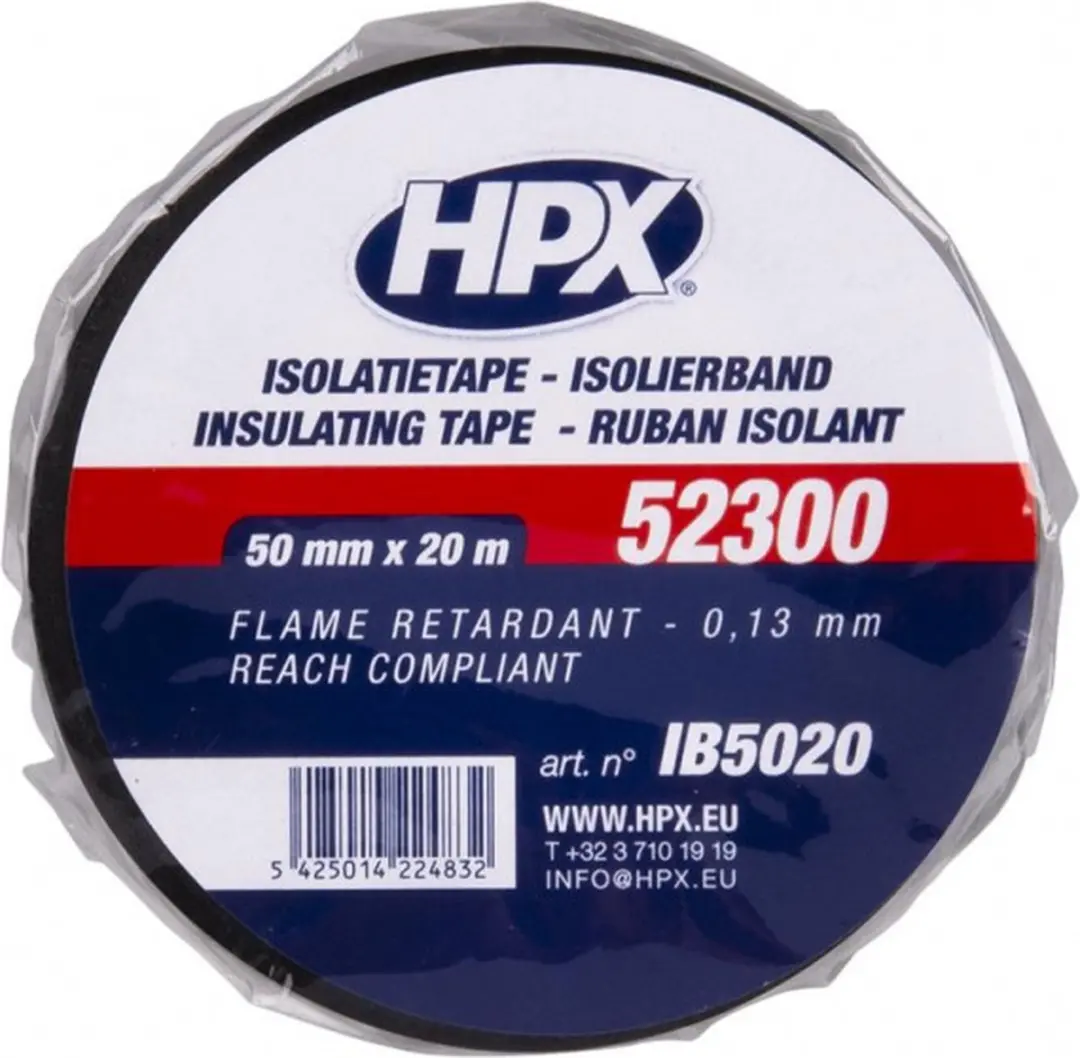 HPX PVC Isolatietape 50mm x 20m - Zwart