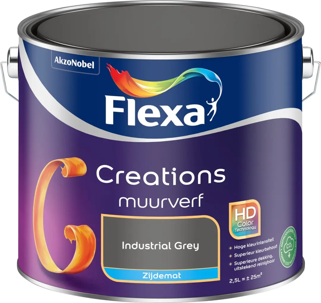 Flexa Creations Muurverf Zijdemat Industrial Grey 2,5L