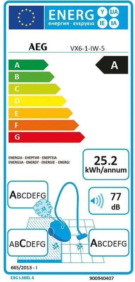 AEG VX6-1-IW-5 Cilinderstofzuiger 600W - 3,5L - Ice White