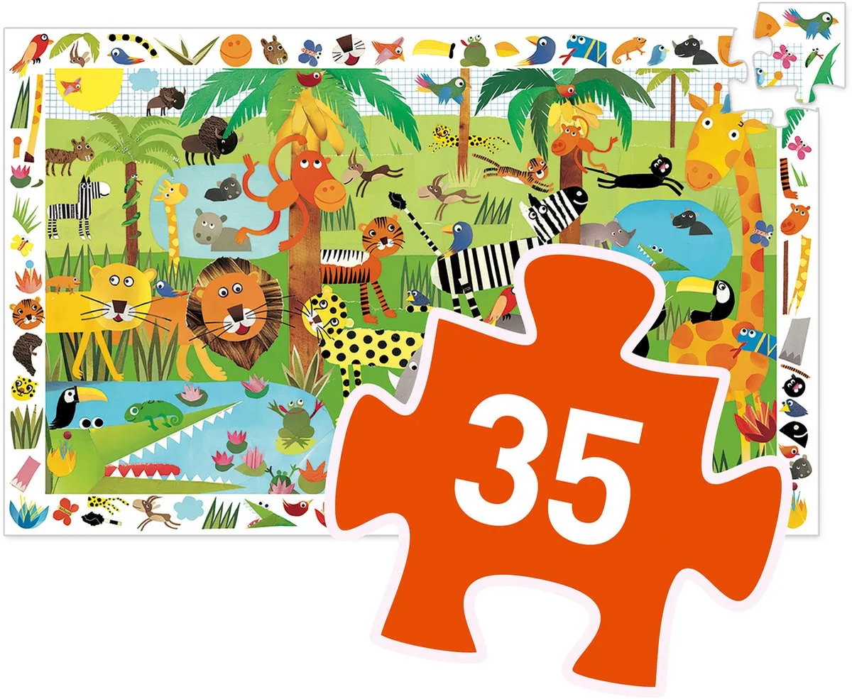 Djeco Drukte in de Jungle Puzzle - 35 Stuks - DJ07590 - afbeelding 6 van 6