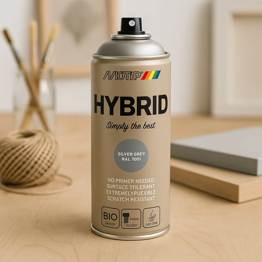 Motip Hybrid Spuitverf Silver Grey 400ml - Krasbestendig