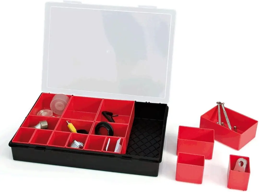 TAYG Sorteerdoos 16 Bakjes - 330x247x54mm - Zwart/Rood - afbeelding 6 van 6