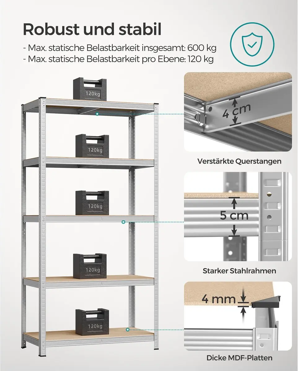 Songmics 5-laags Stellingkast - Metaal - 4 Kleuren