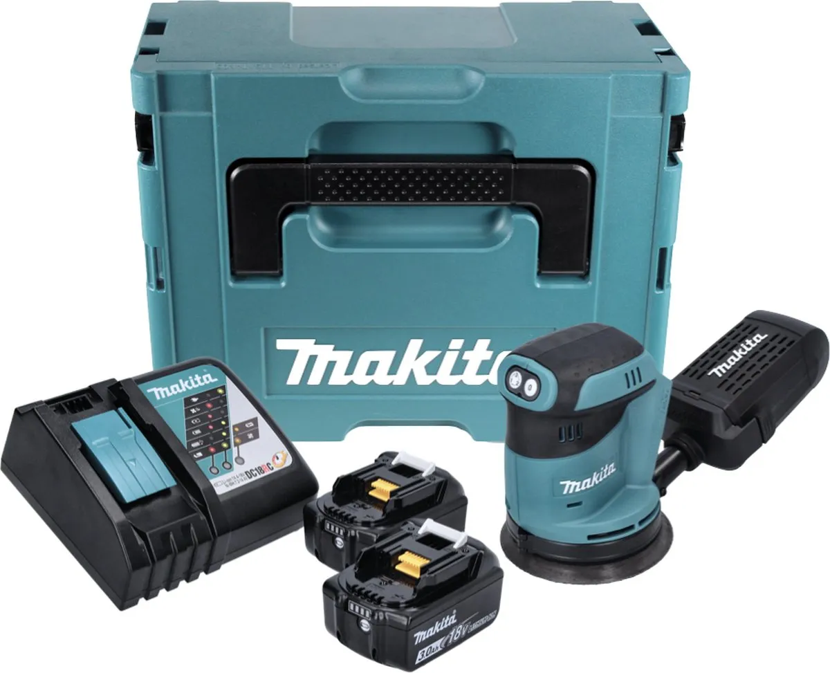 Makita DBO 180 RFJ Excentrische Schuurmachine 125mm - 18V - 2x 3,0Ah + Oplader - afbeelding 3 van 5