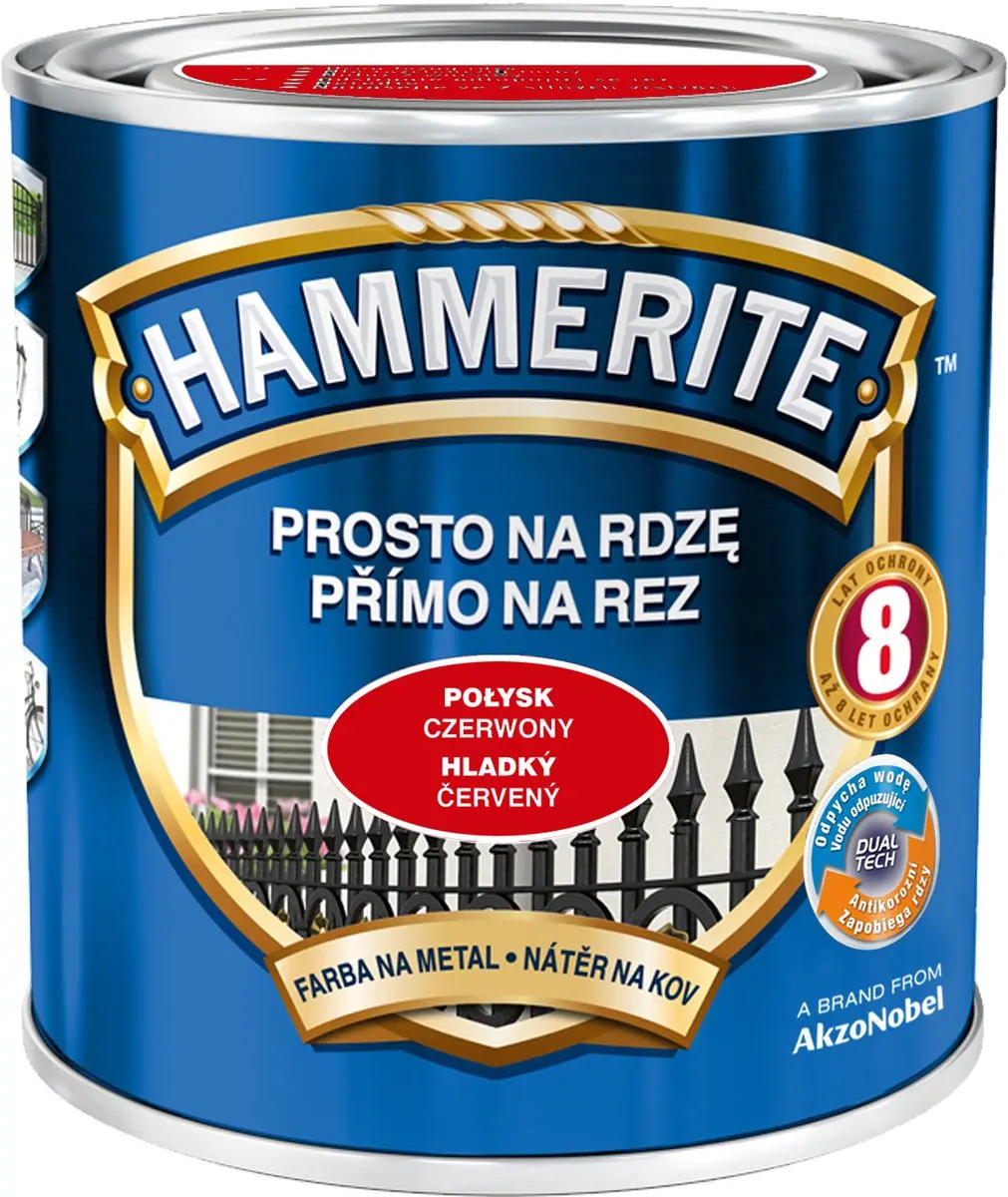 Hammerite Direct Roest Glad 0,25L - Rood