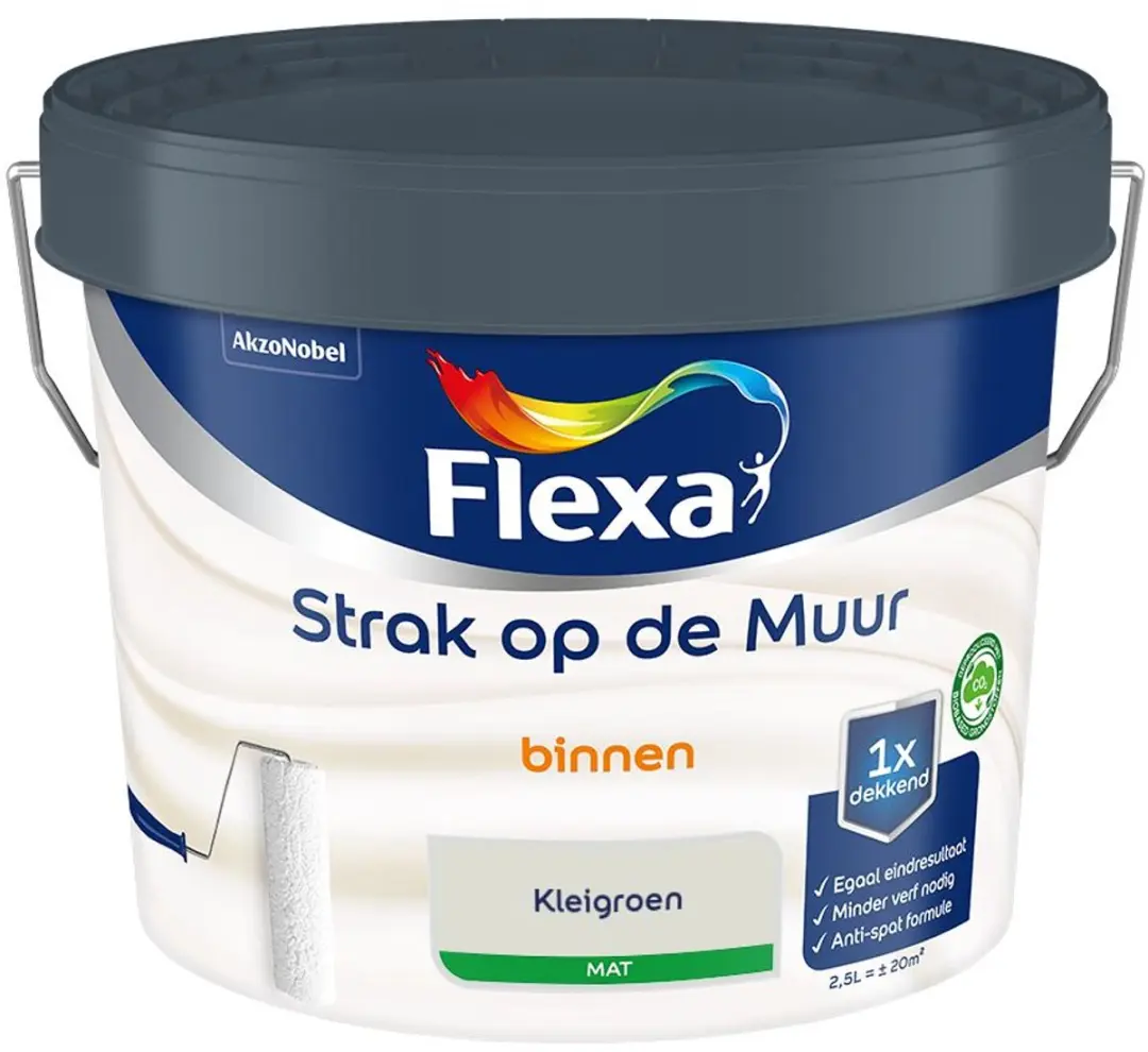 Flexa Strak Op De Muur Binnen Mat Kleigroen 2,5L