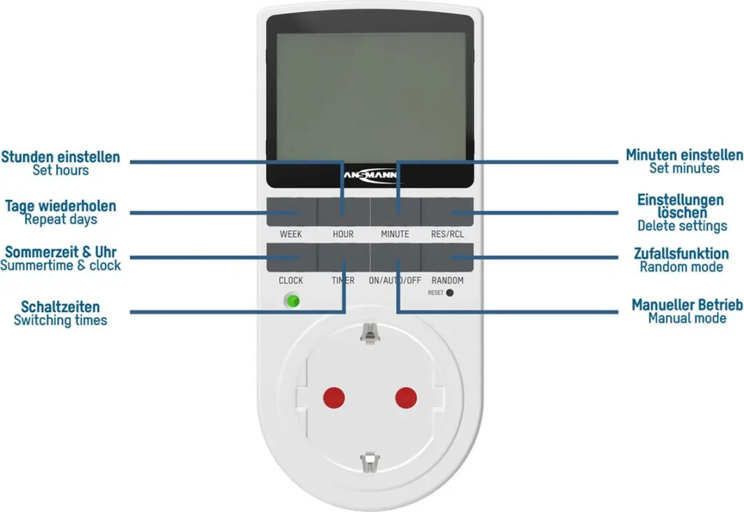 Ansmann AES4 Digitale Tijdschakelklok - Wit