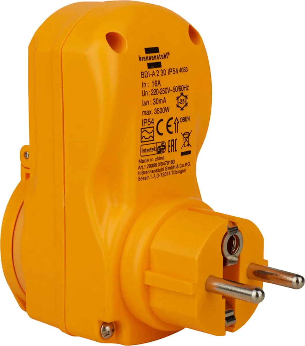 Brennenstuhl Veiligheidsadapter BN-1290660 - Geel