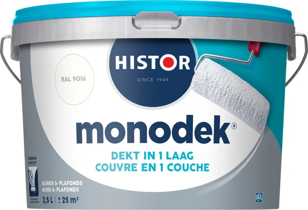 Histor Monodek Muurverf Mat RAL 9016 2,5L