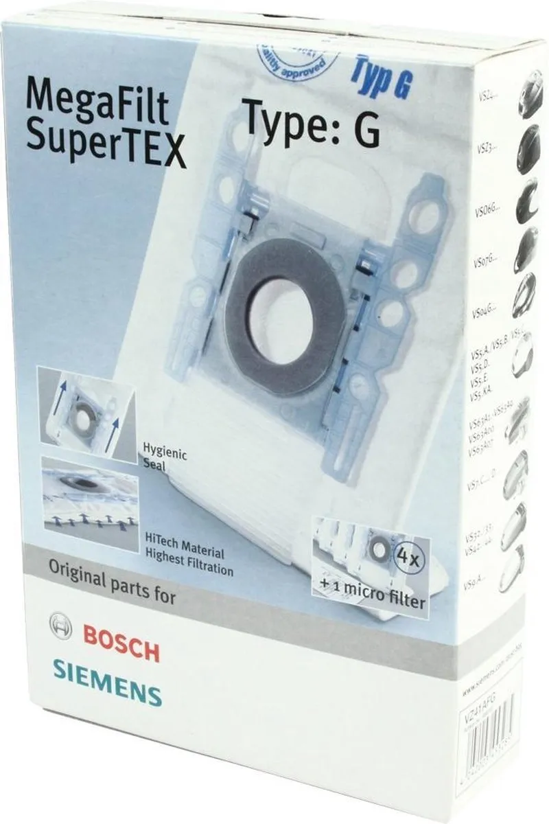 Siemens VZ41AFG Stofzuigerzakken Type G - 4 Stuks