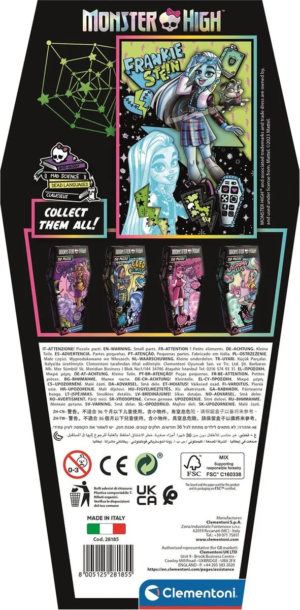 Clementoni Monster High Coffin Pack Frankie Stein Puzzel 150 Stukjes - afbeelding 6 van 6