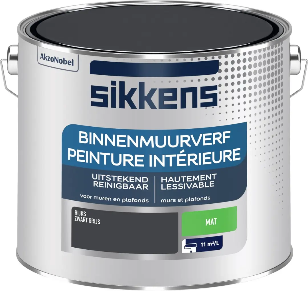 Sikkens Binnenmuurverf Mat Rijks Zwart Grijs 2,5L