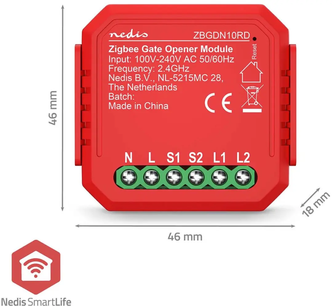 Nedis SmartLife ZBGDN10RD Garagedeur Opener - 2.5W - Rood