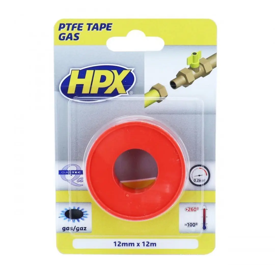 HPX PTFE Gasafdichtingstape 12mm x 12m - Wit