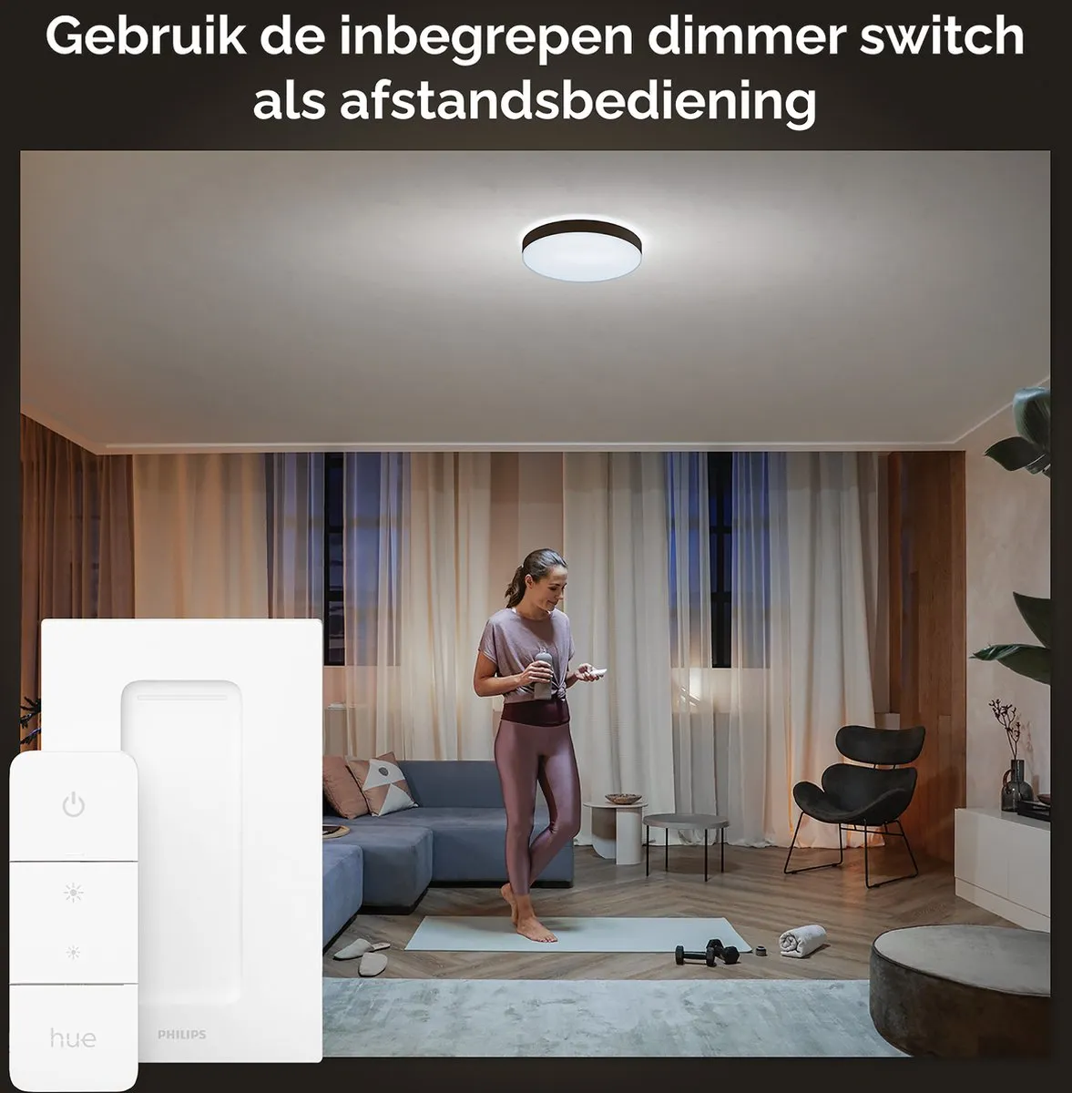 Philips Hue Enrave Plafondlamp 55cm - Zwart - afbeelding 6 van 6