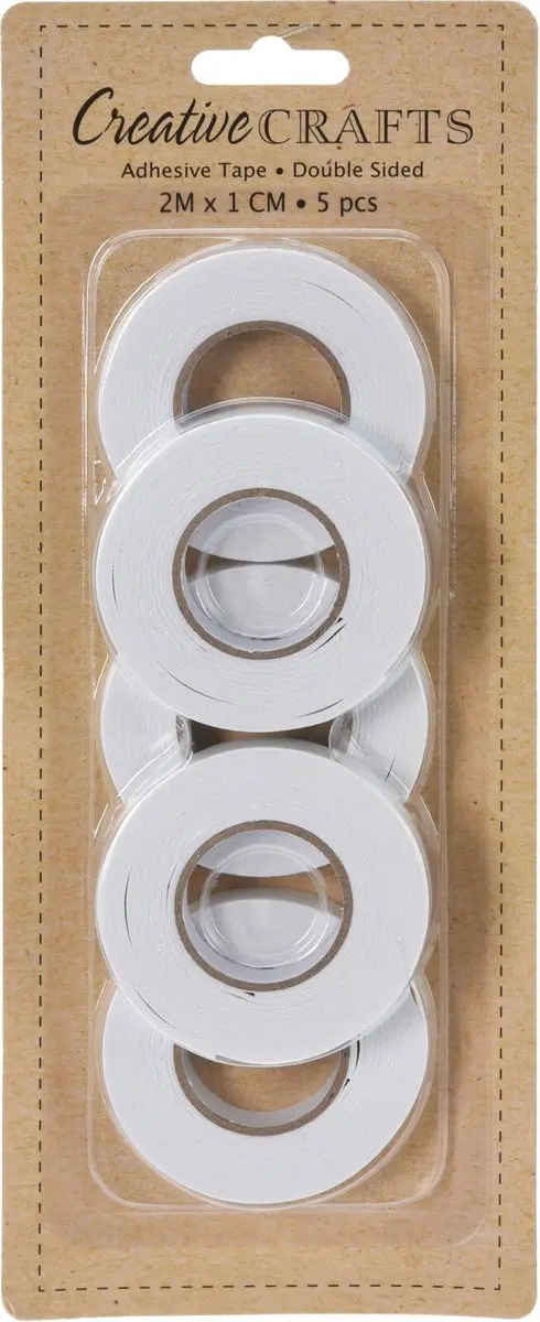 Creativ Company Dubbelzijdig Plakband Wit - 10 Rolletjes 200cm