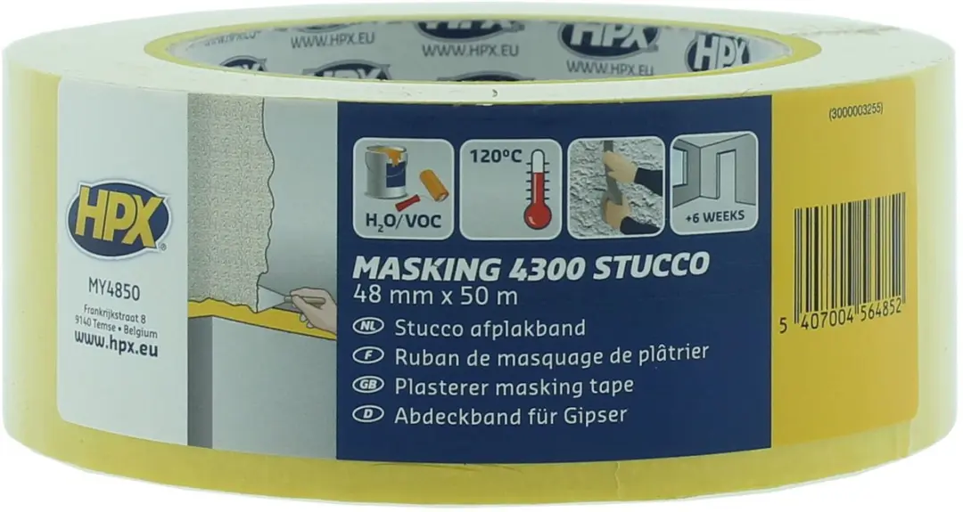 HPX 4300 Stucco Afplaktape Geel 48mm x 50m