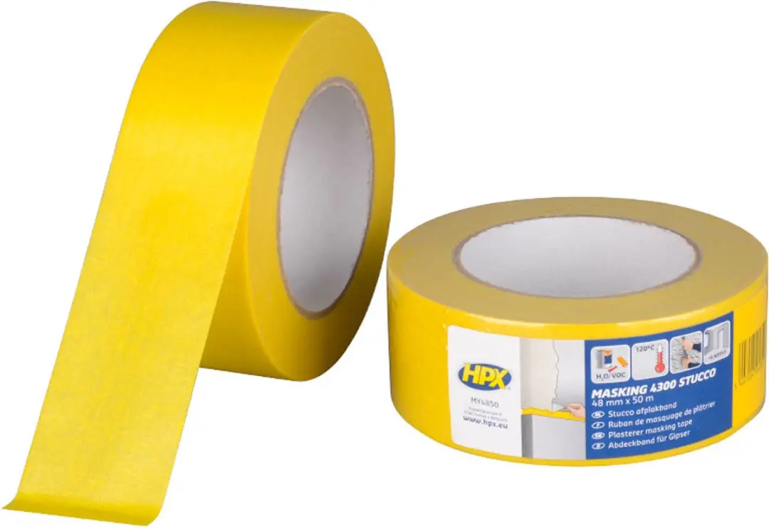 HPX 4300 Stucco Afplaktape Geel 48mm x 50m