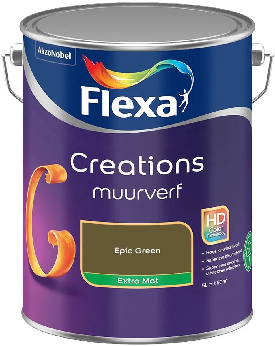 Flexa Creations Muurverf Extra Mat Epic Green 5L