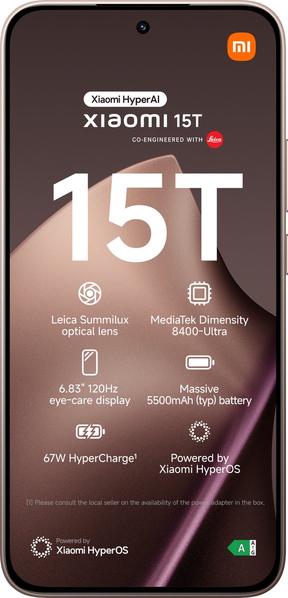 Xiaomi 15T - 12GB/256GB - Roségoud