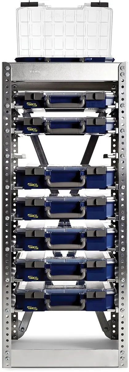 Raaco CarryLite Opbergrek S258 + 8 Koffers - Zilver