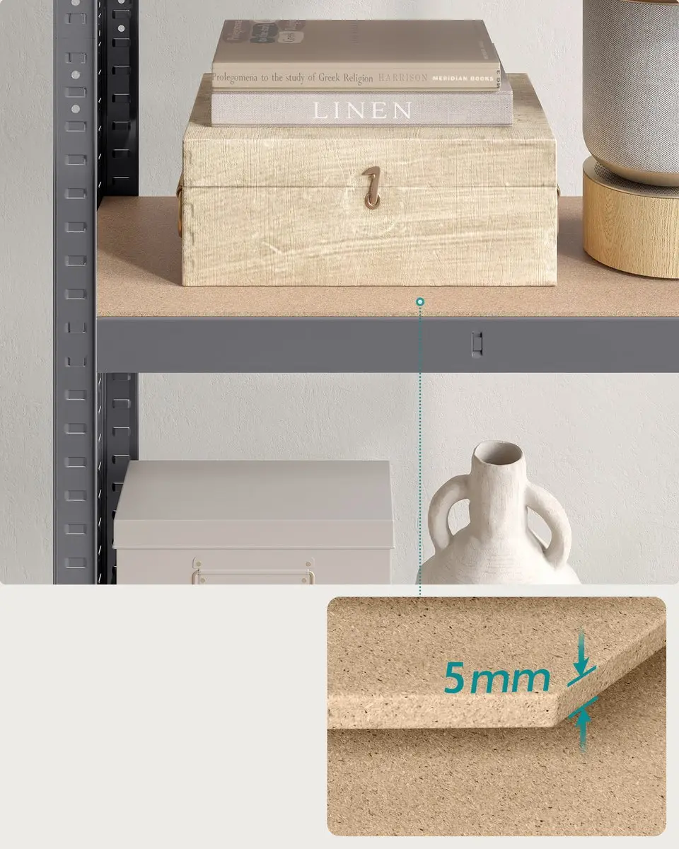 Songmics Stellingkast Opbergrek 520kg - 4 Verstelbare Planken - Grijs