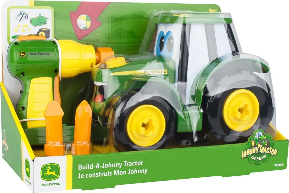 Tomy Johnny Tractor Bouwset - 16 Onderdelen - Groen/Geel/Zwart