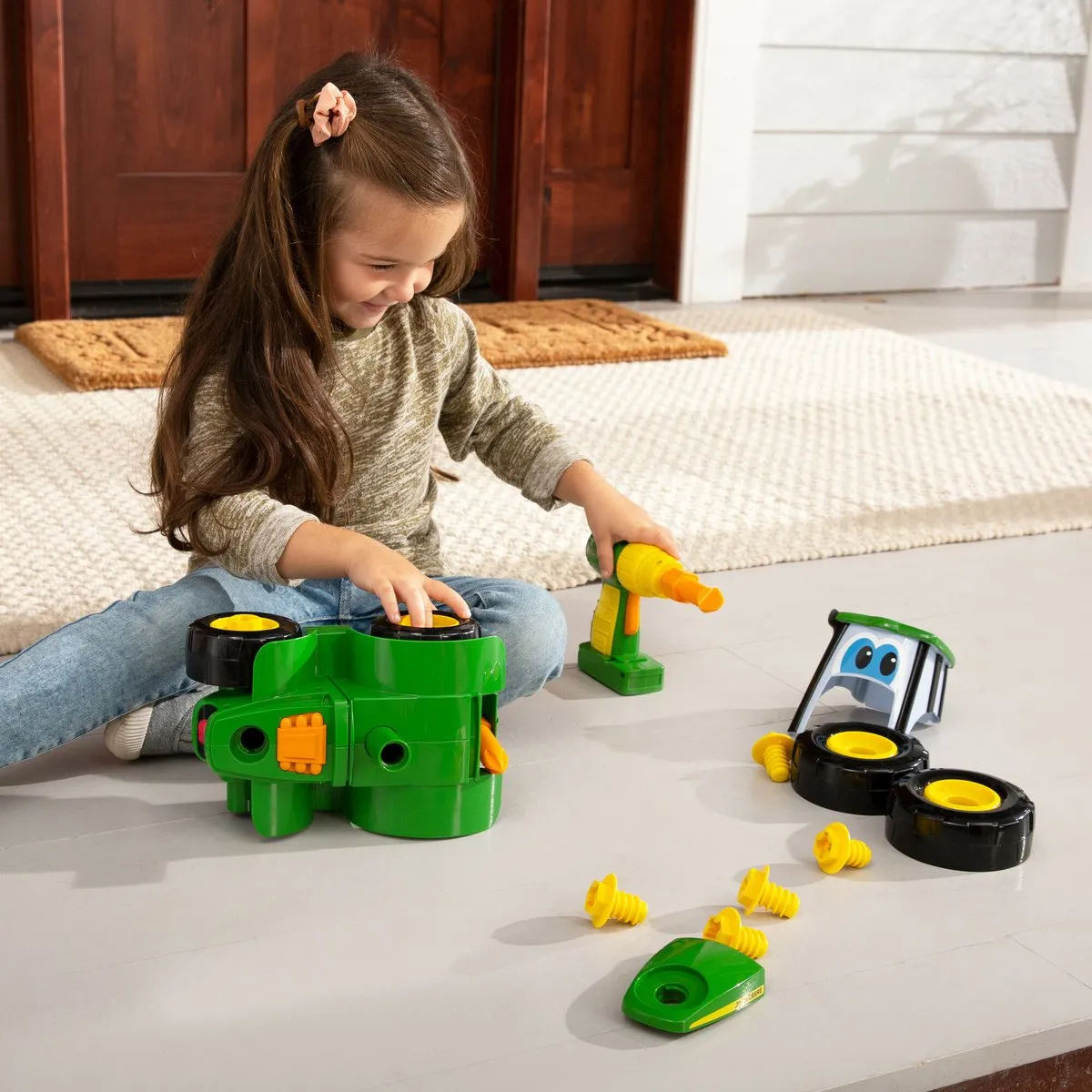 Tomy Johnny Tractor Bouwset - 16 Onderdelen - Groen/Geel/Zwart - afbeelding 6 van 6