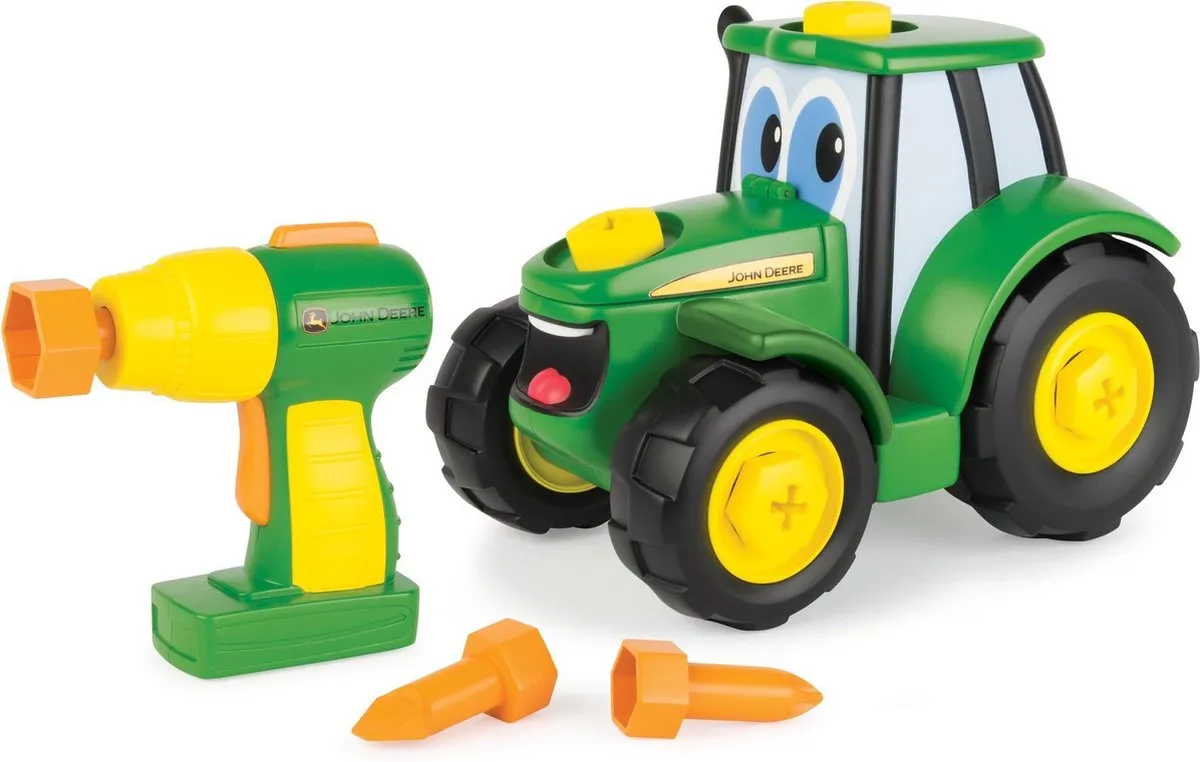 Tomy Johnny Tractor Bouwset - 16 Onderdelen - Groen/Geel/Zwart