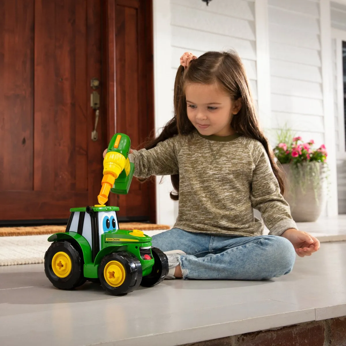 Tomy Johnny Tractor Bouwset - 16 Onderdelen - Groen/Geel/Zwart