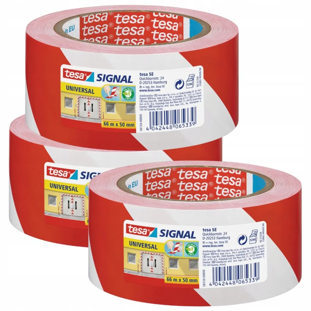 Tesa Signaaltape Wit-Rood 66m x 50mm