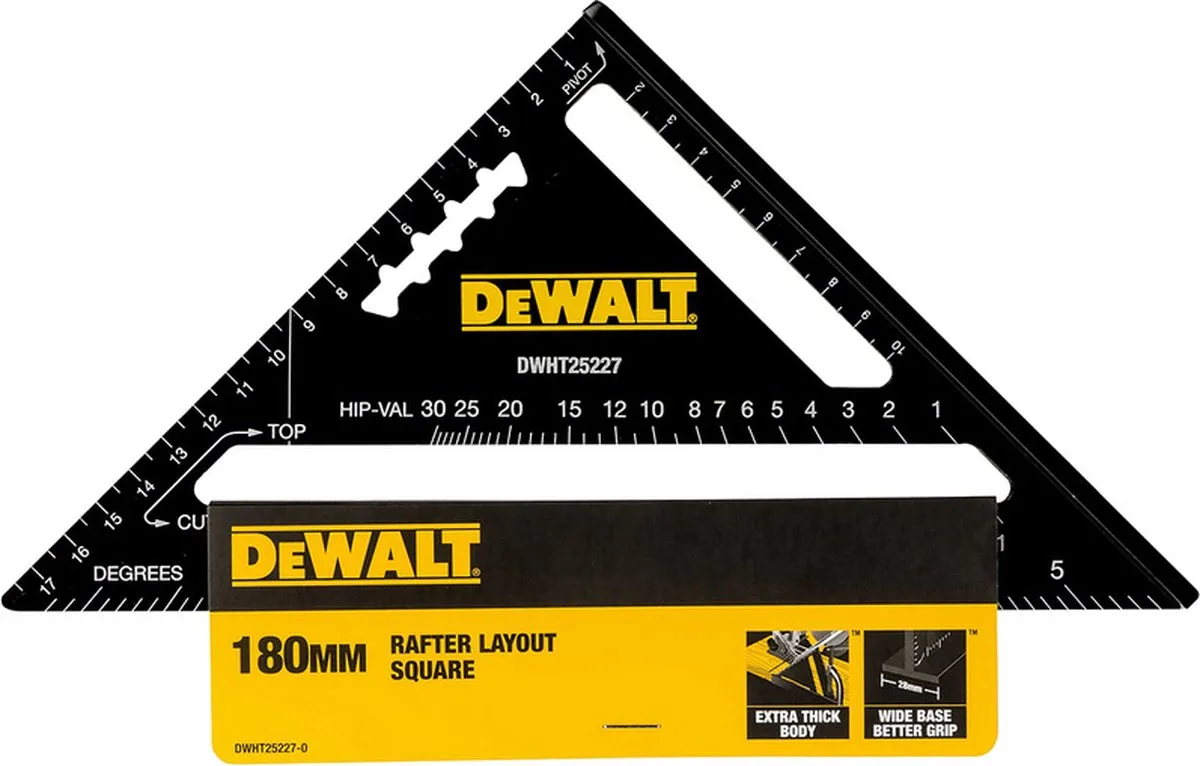 DeWalt DWHT25227-0 Bouwdriehoek 18cm - Zwart/Geel