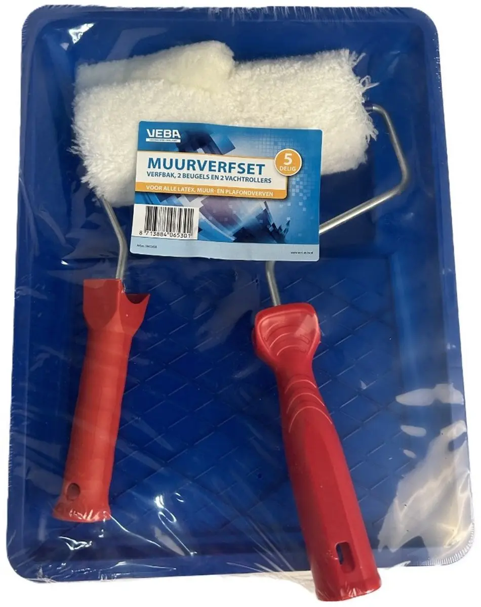 VEBA Schilderset 5-delig - Vachtroller 18cm met beugel en verfbak - Multi