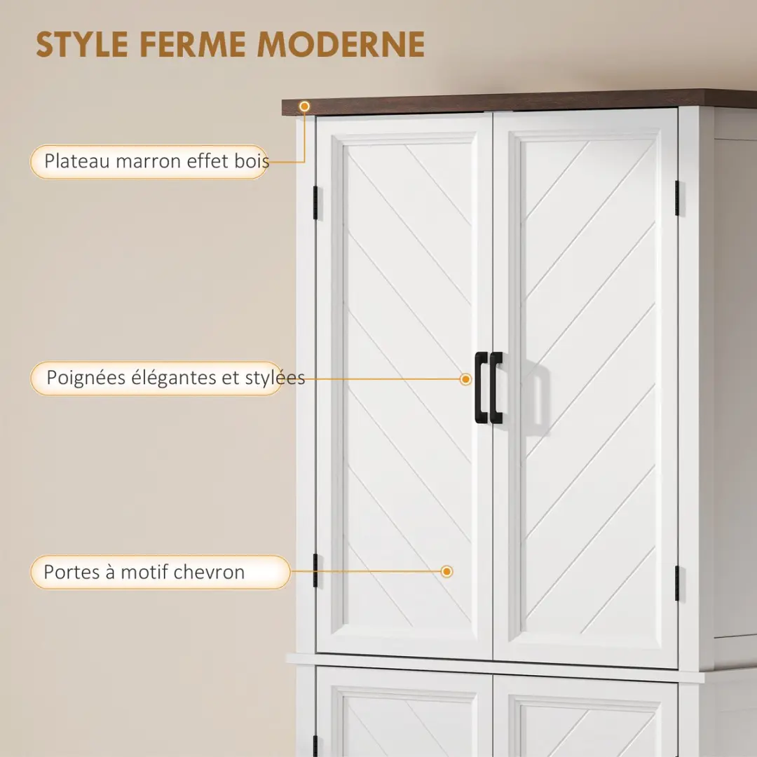 Homcom Keukenvoorraadkast MDF 76x40x178,5cm Wit
