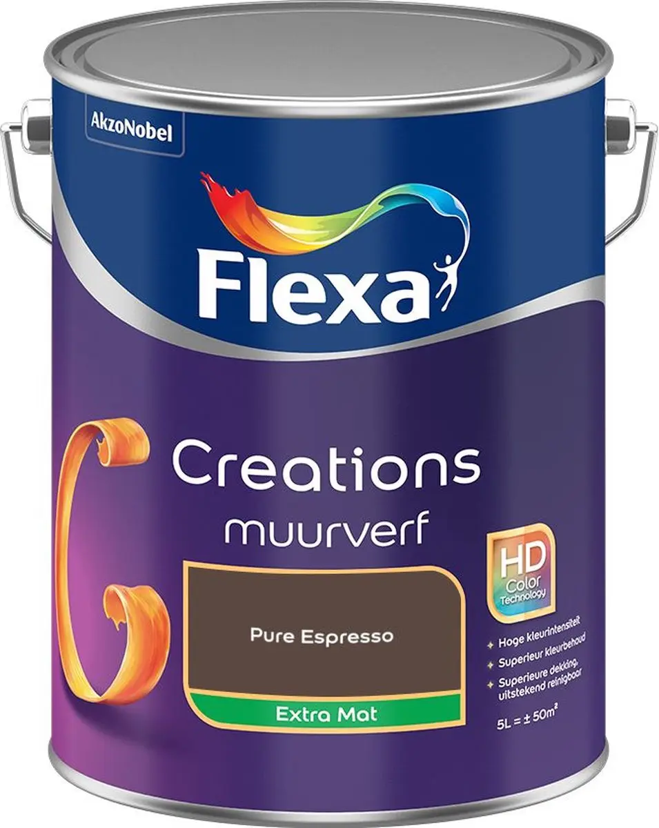 Flexa Creations Muurverf Extra Mat Pure Espresso 5L