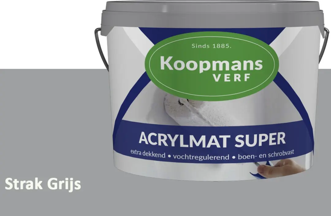 Koopmans Acrylmat Super Matte Muurverf Strak Grijs 1L