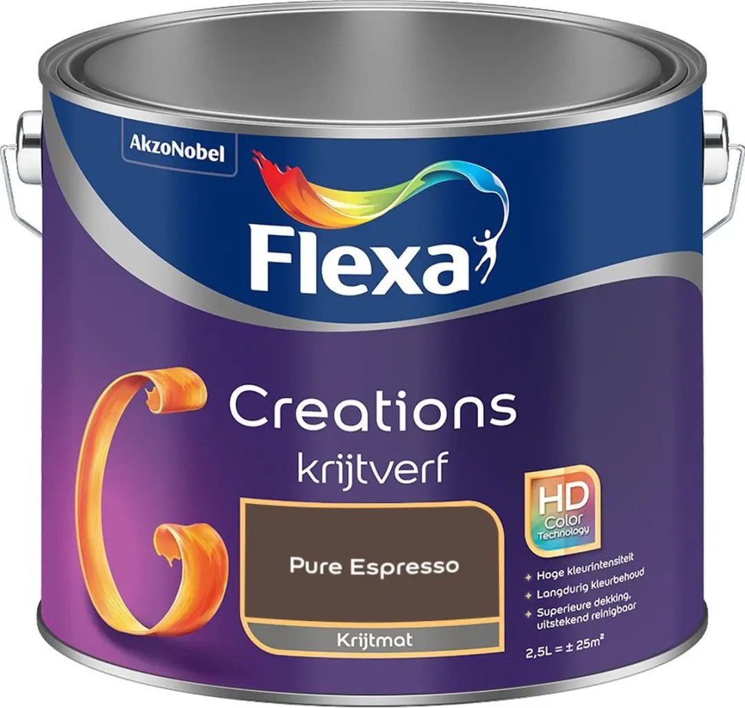 Flexa Creations Muurverf Krijt Pure Espresso 2,5L