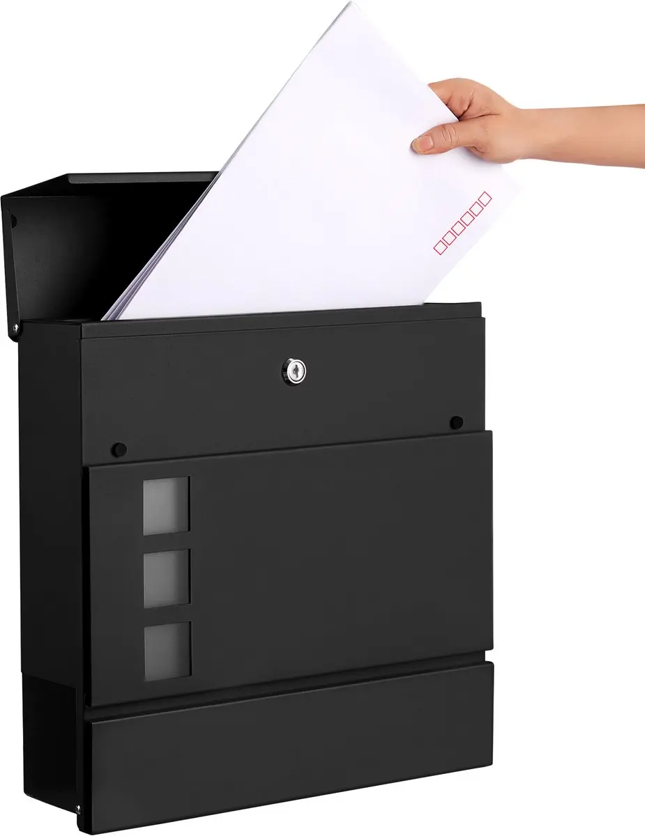 Songmics Brievenbus met Krantenvak - Zwart