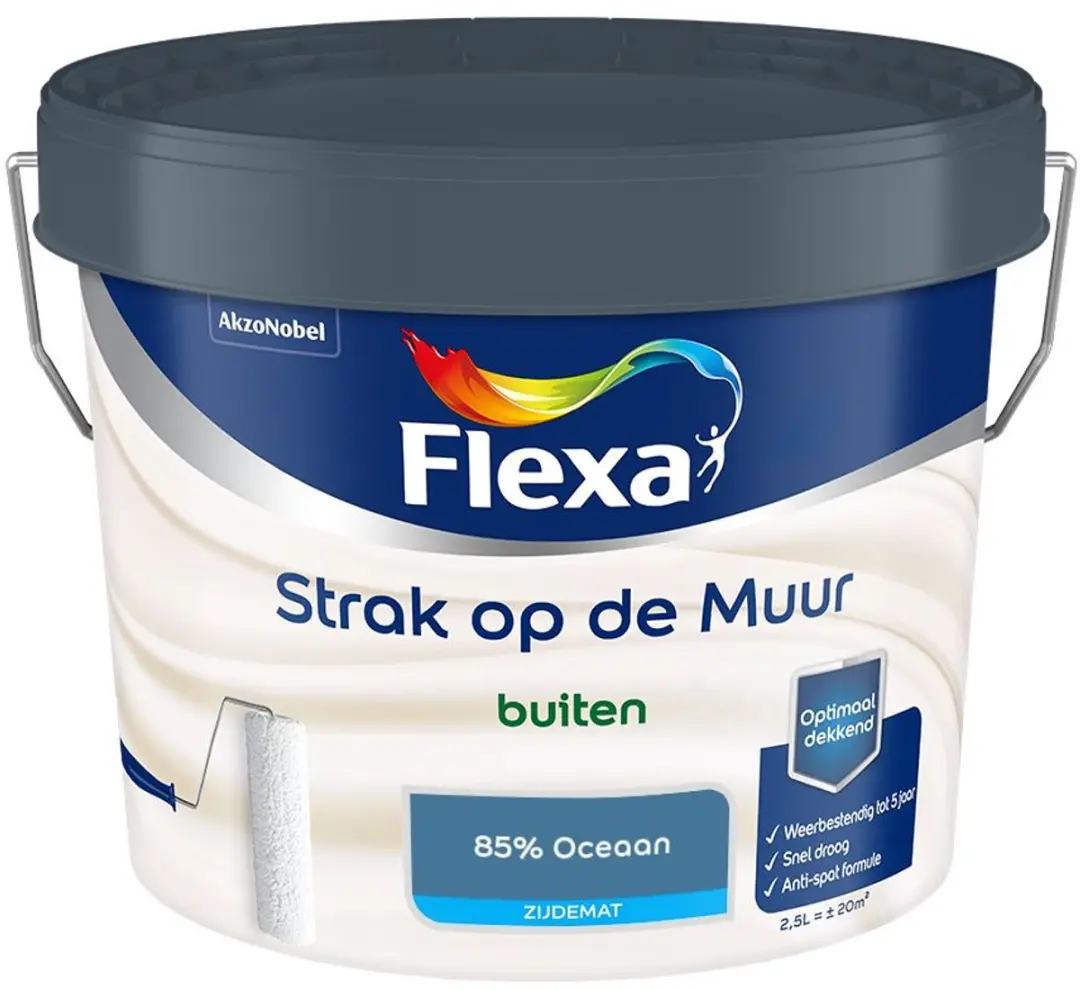 Flexa Strak Op De Muur Buiten Zijdemat 85% Oceaan Mengverf 2,5L