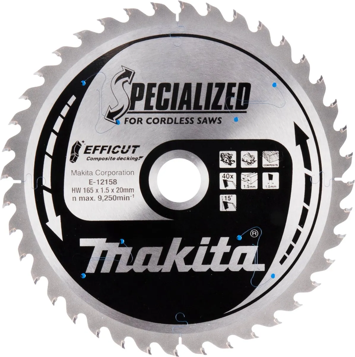 Makita E-12223 Cirkelzaagblad WPC 165mm 40T - 20mm Asgat