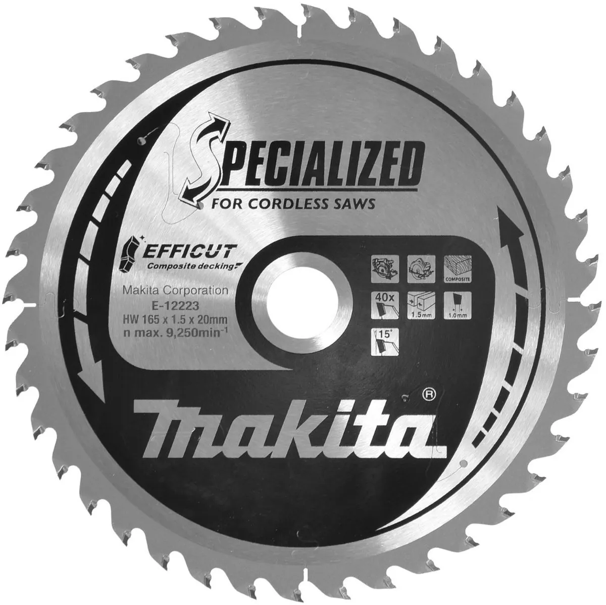 Makita E-12223 Cirkelzaagblad WPC 165mm 40T