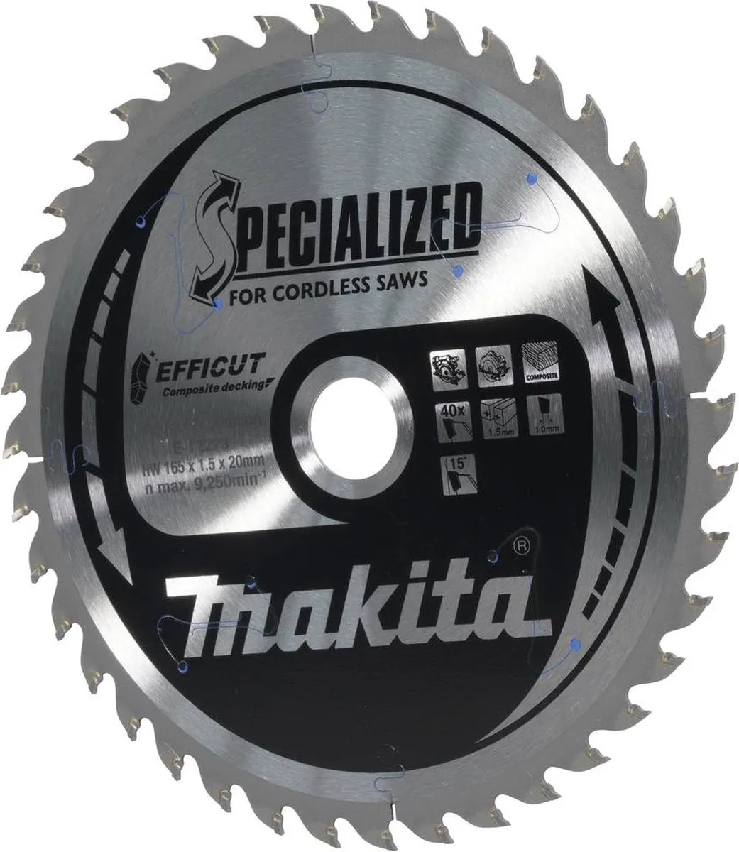 Makita E-12223 Cirkelzaagblad WPC 165mm 40T - 20mm Asgat