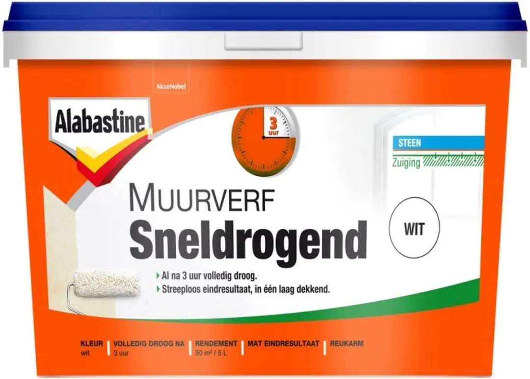 Alabastine Muurverf Sneldrogend Wit - 5 liter