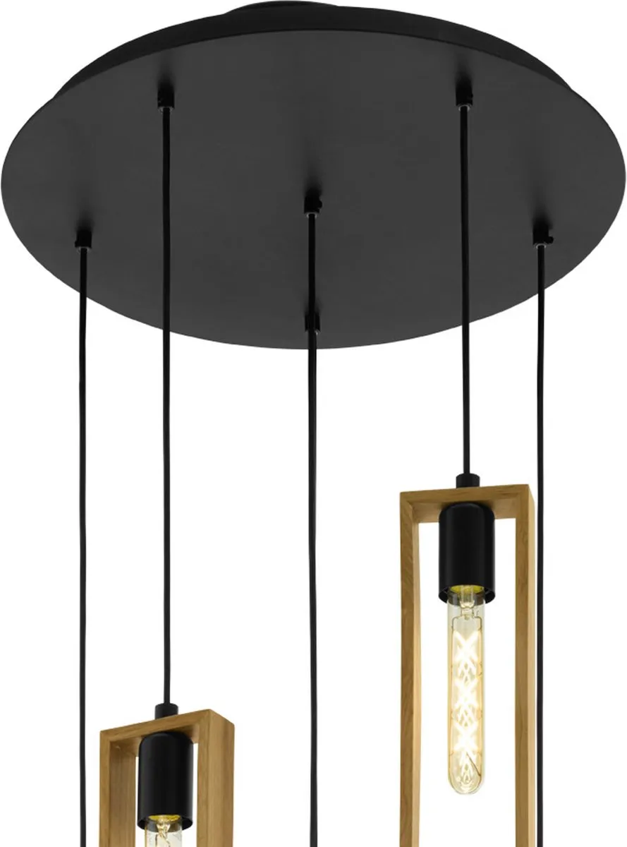Eglo Littleton Hanglamp E27 - Ø50cm - Zwart/Bruin